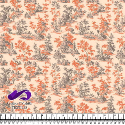 Motif Toile Scénique Vintage Orange et Gris