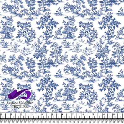 Motif d'Arbre Toile Bleue Classique sur Fond Blanc