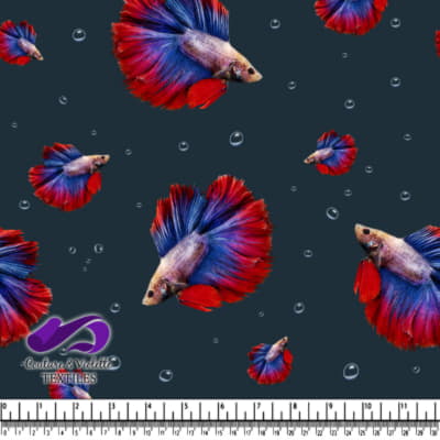 Motif Coloré de Poissons Betta sur Fond Sombre