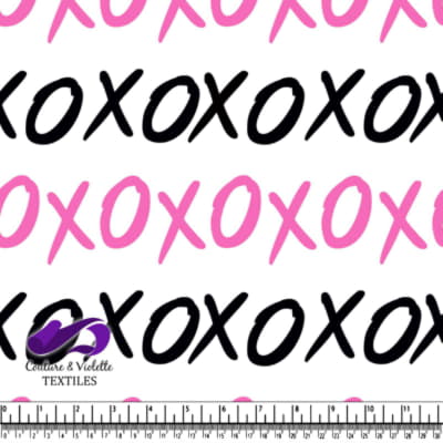 XOXO Pattern Design in Pink and Black on White Background