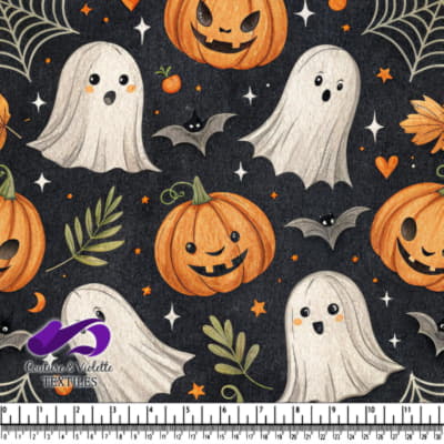 Motif d'Halloween Mignon avec Citrons, Fantômes et Chauves-Souris