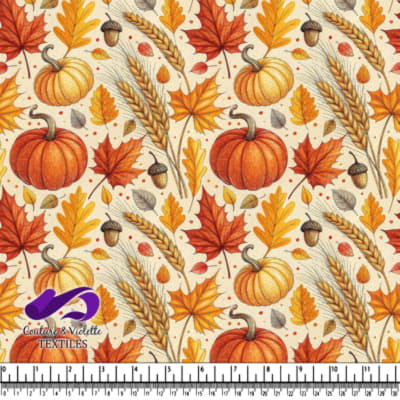 Autumn Harvest Leaves and Pumpkins Pattern