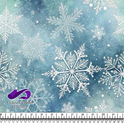 Winter Snowflake Pattern on Blue Background