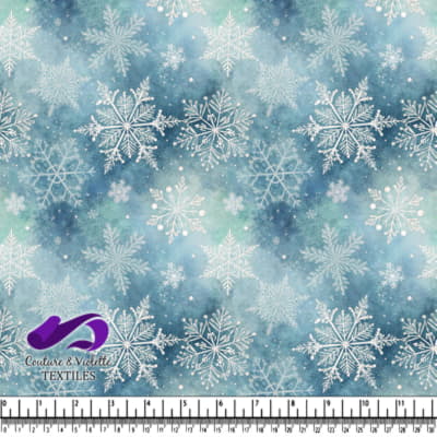 Winter Snowflake Pattern on Blue Background