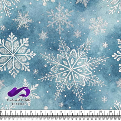 Delicate White Snowflakes on Blue Background