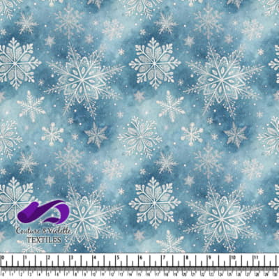 Delicate White Snowflakes on Blue Background