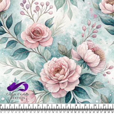 Roses Roses Vintage sur Fond Bleu