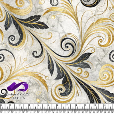 Elegant Gold and Black Floral Swirls Pattern