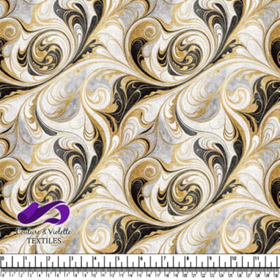 Gold and Black Swirling Marble Pattern
