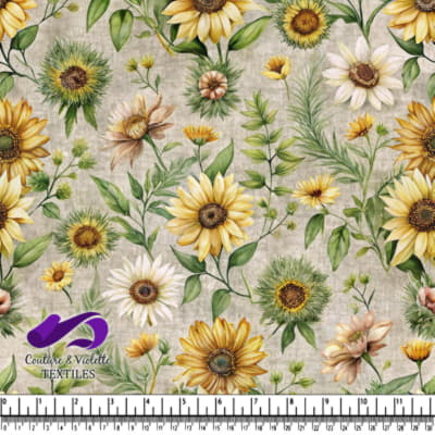 Motif Floral de Tournesols Vintage