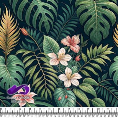 Motif de Feuilles et Fleurs de Jungle Tropicale