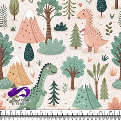 Cute Dinosaurs in Forest Pattern