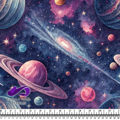 Colorful cosmic planets and galaxyscape