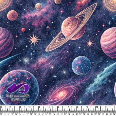 Motif Coloré de Galaxie et de Planètes