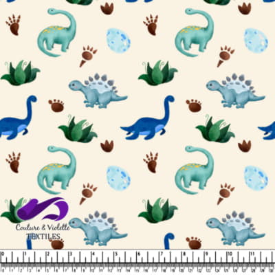 Cute Dinosaur Pattern with Eggs and Footprints