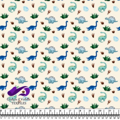 Cute Dinosaur Pattern with Eggs and Footprints