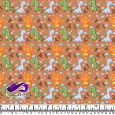 Cute Cartoon Dinosaur Pattern on Brown