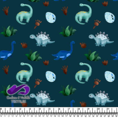 Cute Dinosaur Pattern with Eggs and Footprints