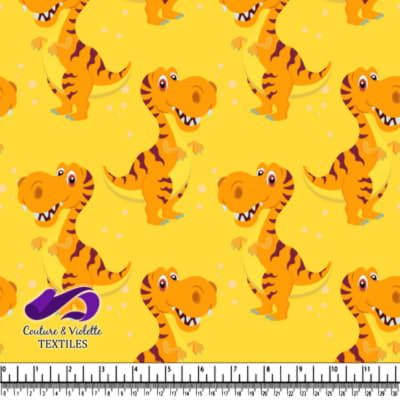 Cartoon Dinosaur Pattern on Yellow Background