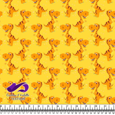 Cartoon Dinosaur Pattern on Yellow Background