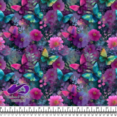 Motif Vibrant de Papillons et de Fleurs