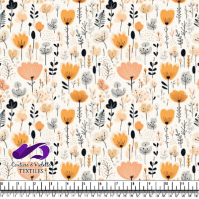 Delicate Orange and Gray Floral Pattern