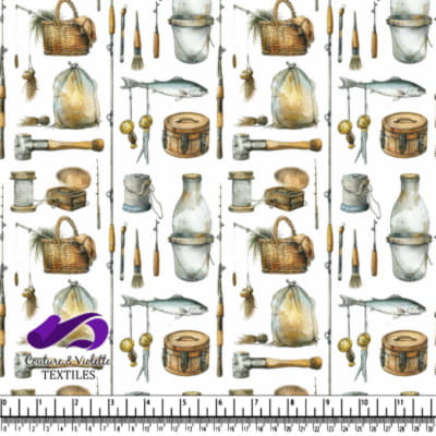 Motif d'Outils et d'Équipements de Pêche Vintage