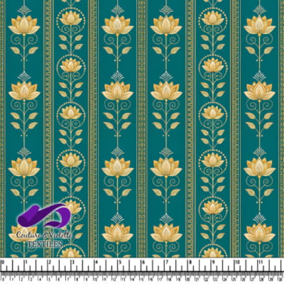 Motif Floral Lotus Doré sur Fond Sable