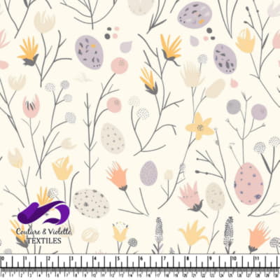 Pastel Easter Eggs and Floral Pattern