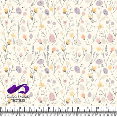 Pastel Easter Eggs and Floral Pattern