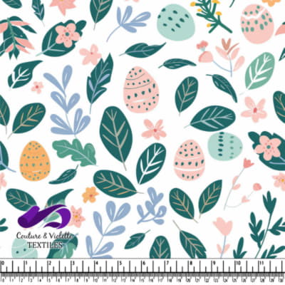 Easter Egg and Spring Leaves Pattern