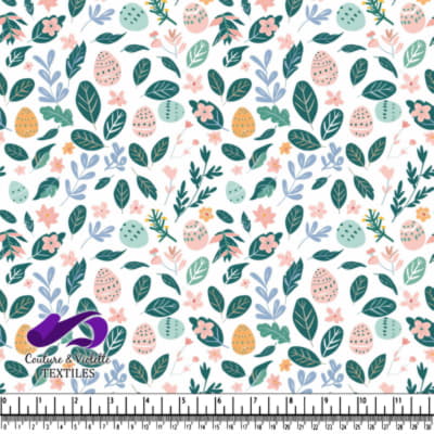 Easter Egg and Spring Leaves Pattern