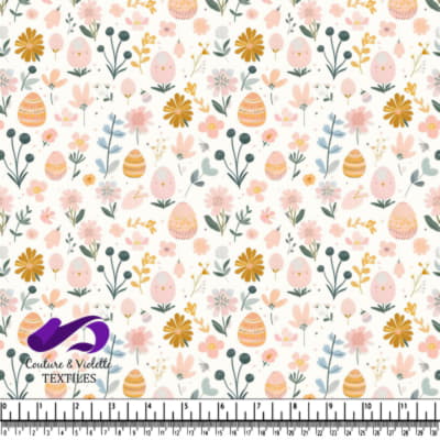Motif Floral et Œufs de Pâques Pastel