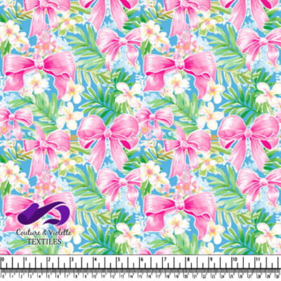 Motif Floral Tropical avec Noeuds Roses