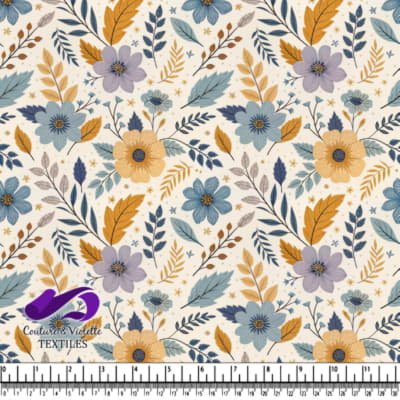 Motif Floral Vintage Bleu et Jaune