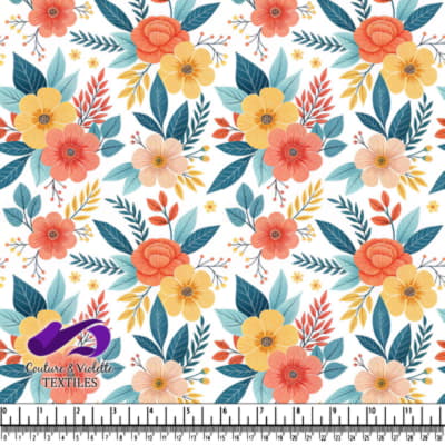 Motif Floral Orange et Jaune