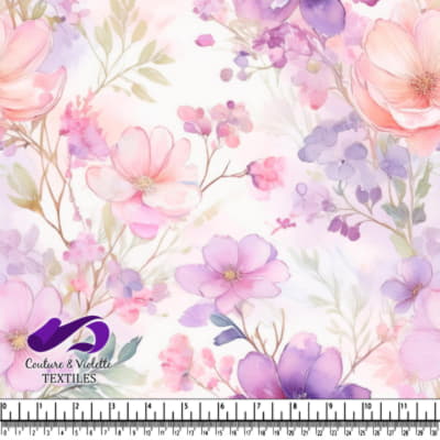 Motif Florale Délicate en Rose et Violet
