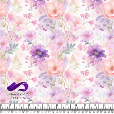 Motif Florale Délicate en Rose et Violet