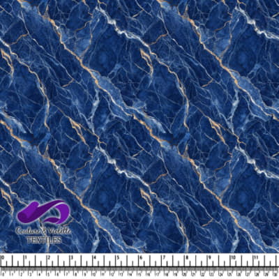 Texture Marbrée Bleue avec Veines Dorées