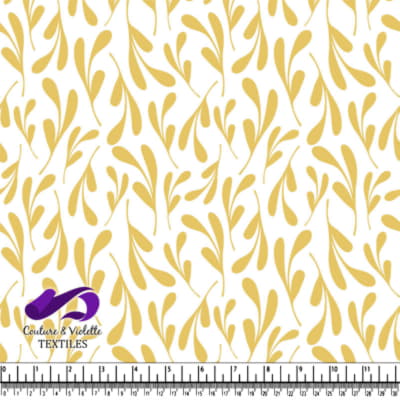 Motif de Feuille Botanique Dorée sur Fond Blanc