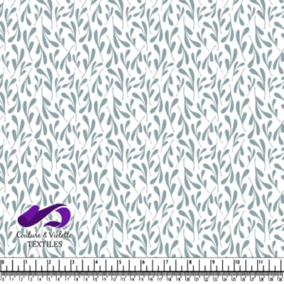 Imprimé de Feuilles Bleues sur Tissu Blanc