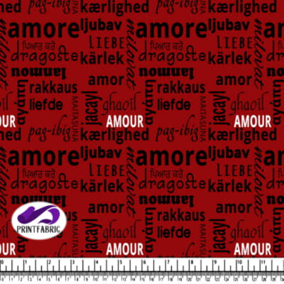 Amour - Multilingual love on red background