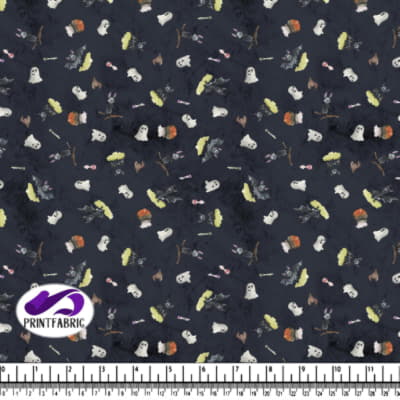 Halloween - All cute elements on After midnight blue background