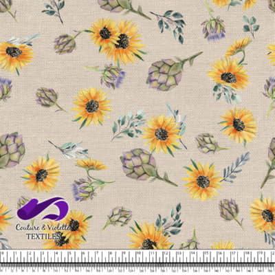 Artichaut and Sunflowers on background color buttercream