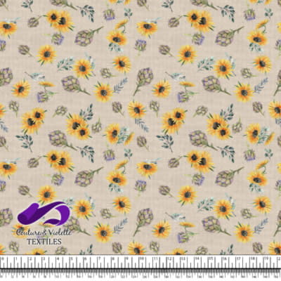 Artichaut and Sunflowers on background color buttercream