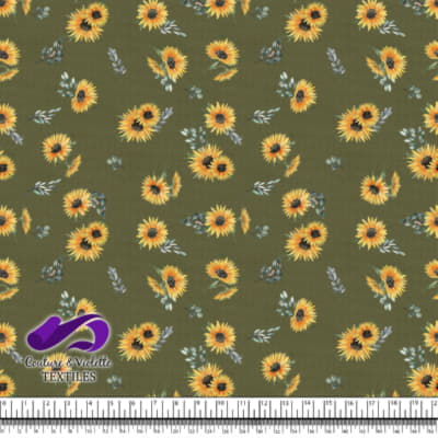 Sunflowers on olive background