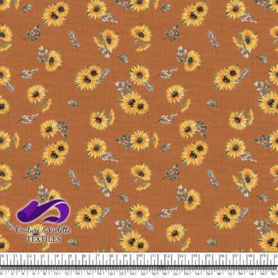 Sunflowers on tomato cream background