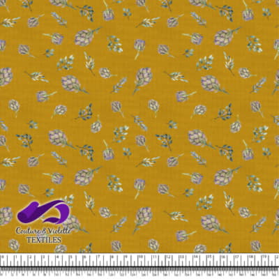 Artichoke on golden yellow background