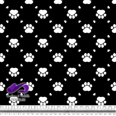 Cat - paws surround by littles hearts on black texture