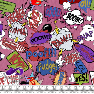 Comic book - Speech bubbles Fudge on pink background